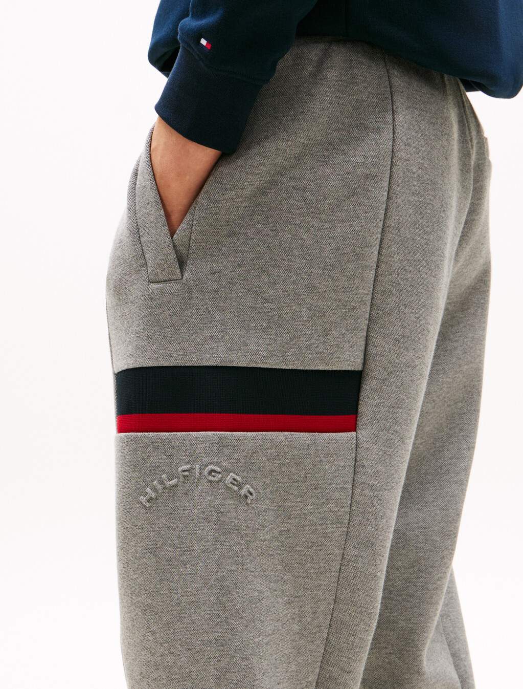 Stripe Insert Cotton Pique Sweatpant, Medium Grey Heather, hi-res