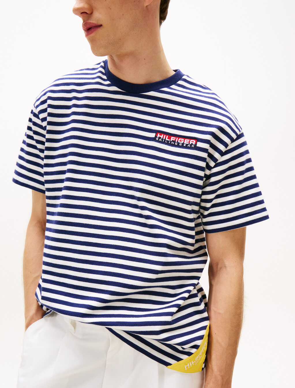 Hilfiger Sailing Breton Stripe Relaxed T-Shirt, Yale Navy Stripe, hi-res
