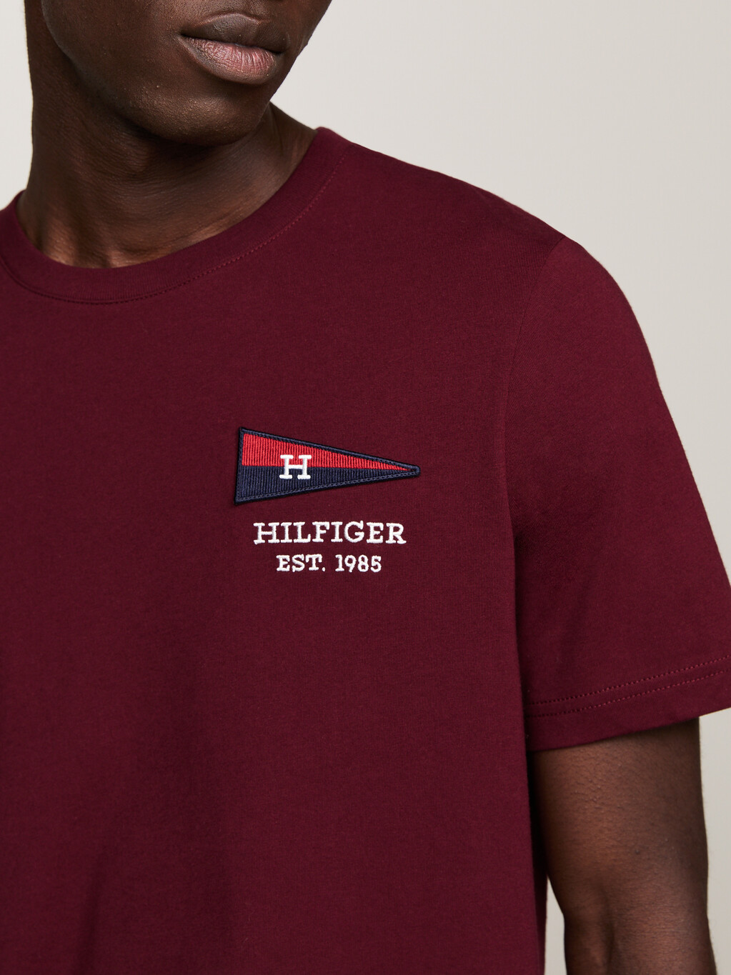 Exclusive Hilfiger Flag Crew Neck T-Shirt, Deep Rouge, hi-res