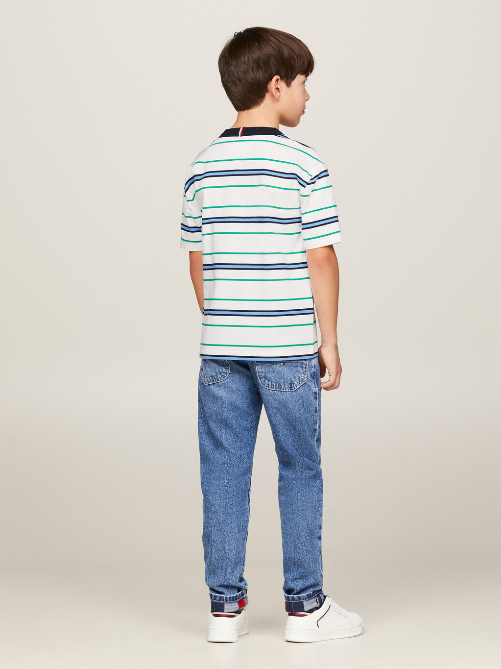 Hilfiger Monotype Stripe T-Shirt, White Base/Green Stripe, hi-res