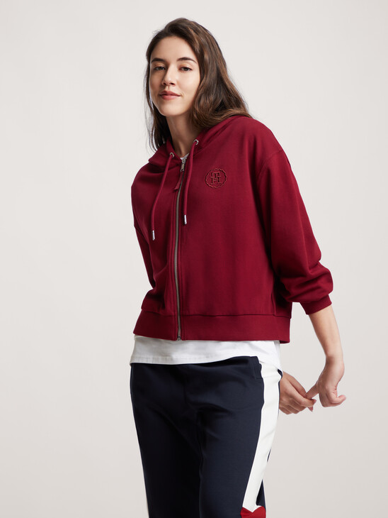 TH Monorgam Cropped Zip Up Hoodie