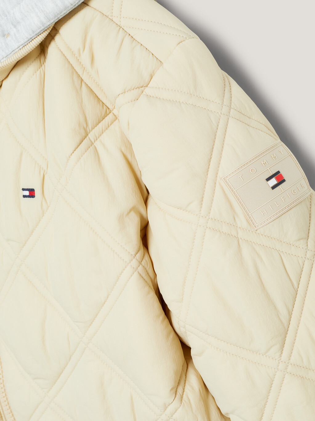 Relaxed Quilted Hooded Parka, White Clay, hi-res