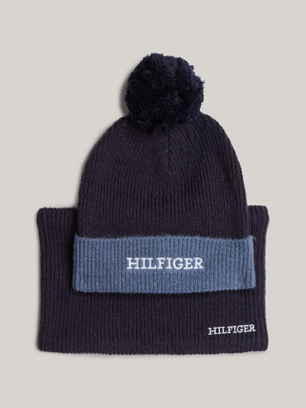 Kids' Hilfiger Monotype Beanie and Snood Set, Space Blue, hi-res