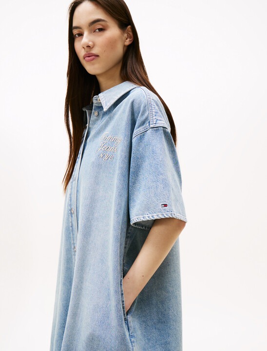 Relaxed Midi Denim Shirt Dress
