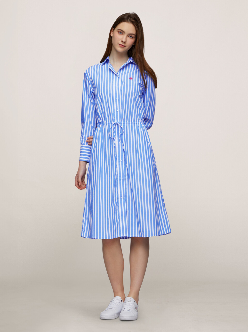 條紋有機棉襯衫連身裙, Bold Stripe/ Blue Spell, hi-res