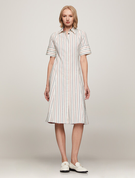 Asia Fit Logo Stripe Shirt Dress