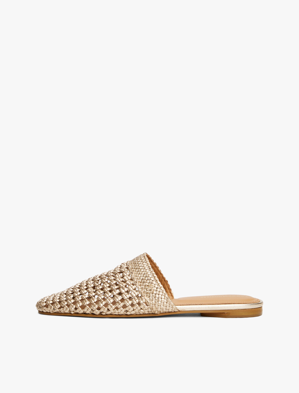Metallic Crochet Mules, Gold, hi-res