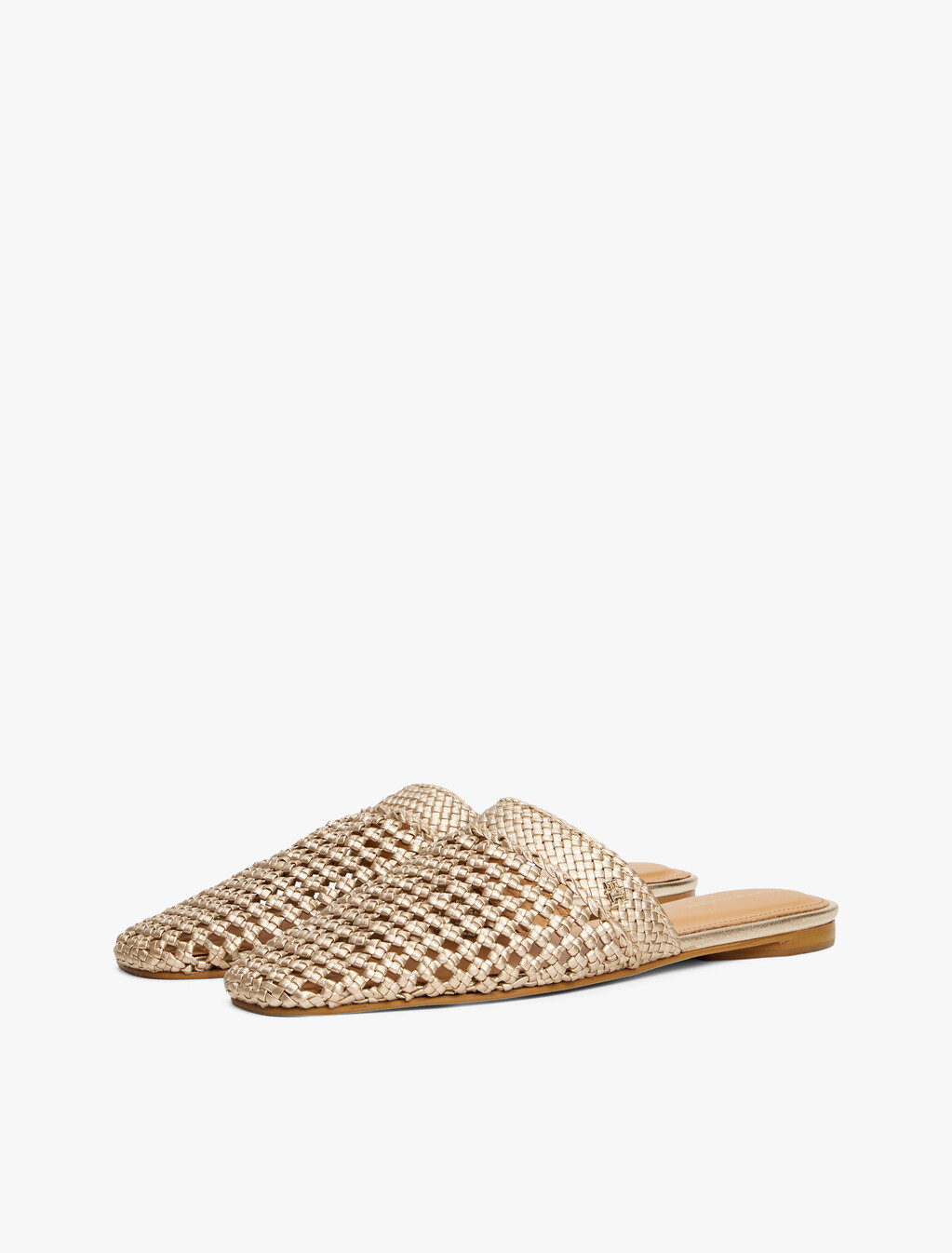 Metallic Crochet Mules, Gold, hi-res