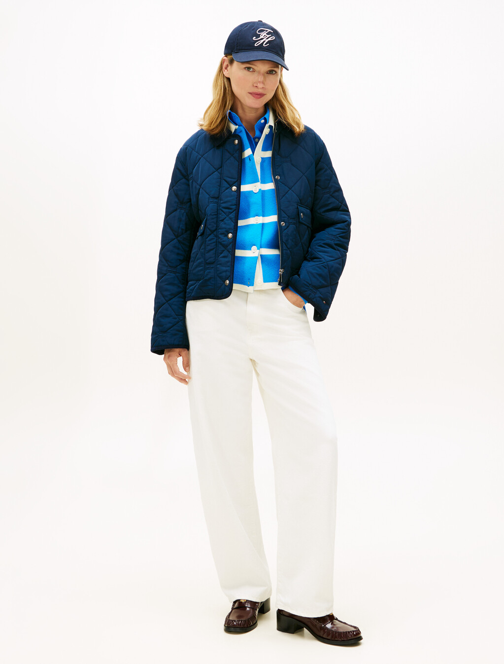 Padded Flag Quilted Water Repellent Jacket, Dark Night Navy, hi-res