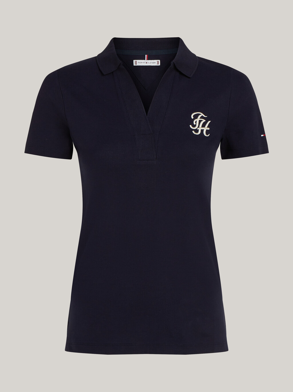 TH Script Logo Slim Open Polo, Desert Sky, hi-res