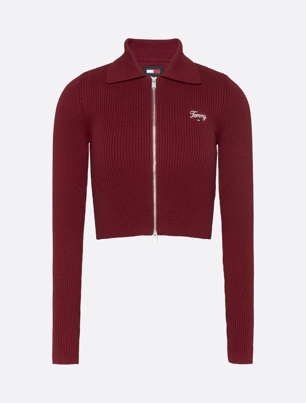 Rib Knit Cashmere Zip Thru Cardigan, Regatta Red, hi-res