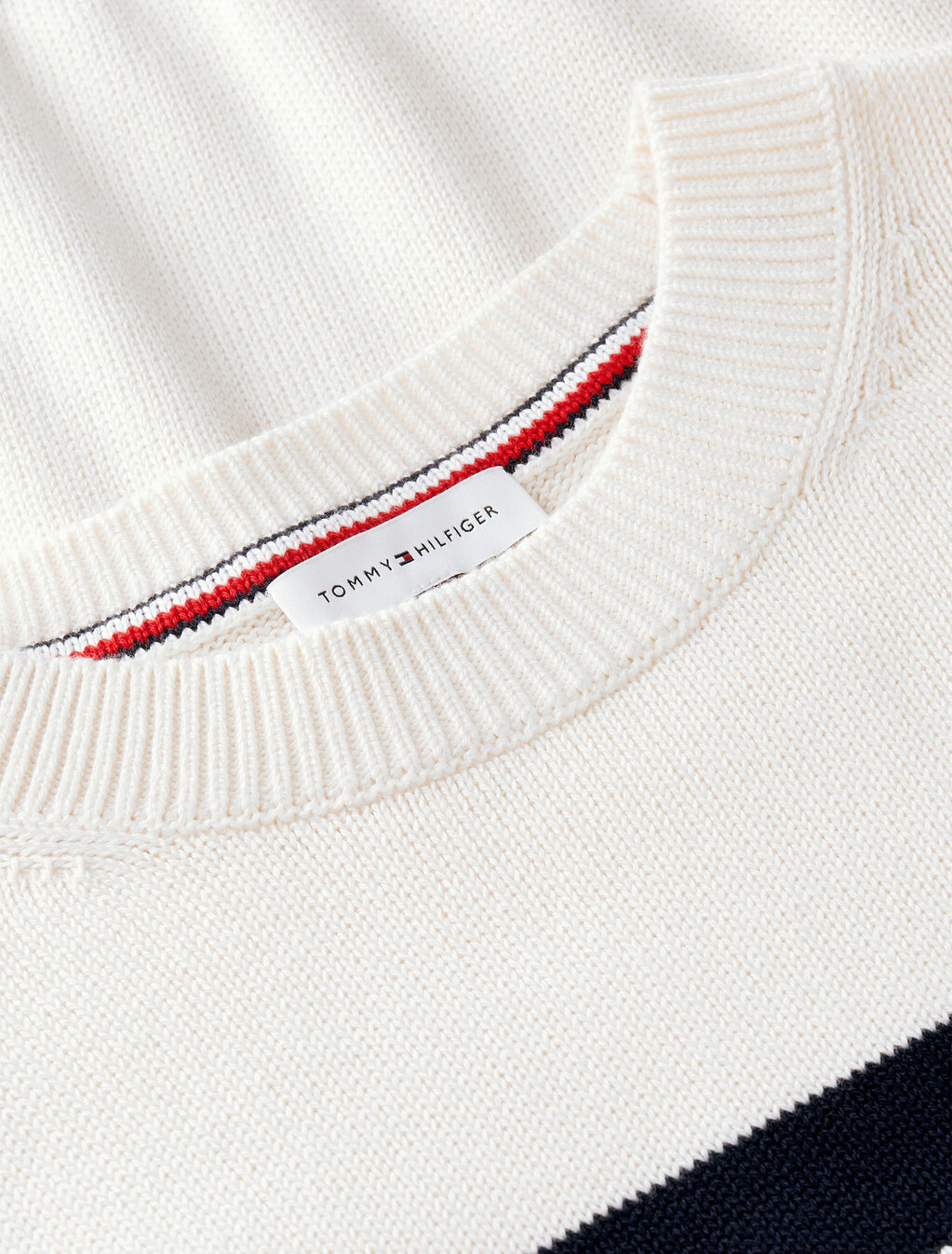 Intarsia Flag Crew Neck Jumper, Ivory Petal, hi-res