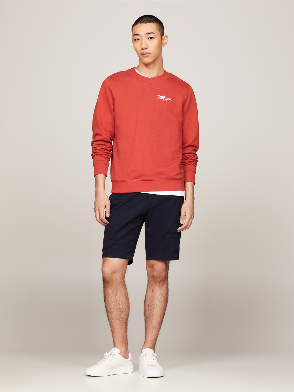 Crew Neck Chest Logo Sweatshirt, Terra Red, hi-res