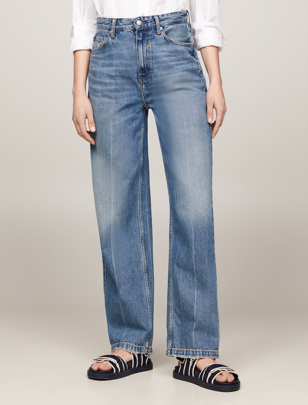 High Rise Relaxed Straight Faded Jeans, Will, hi-res