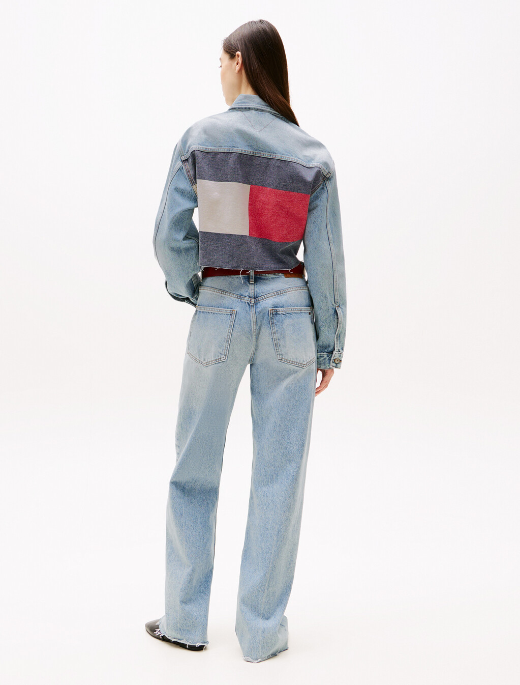 短版卡車司機款牛仔外套, Denim Mid Light Blue, hi-res
