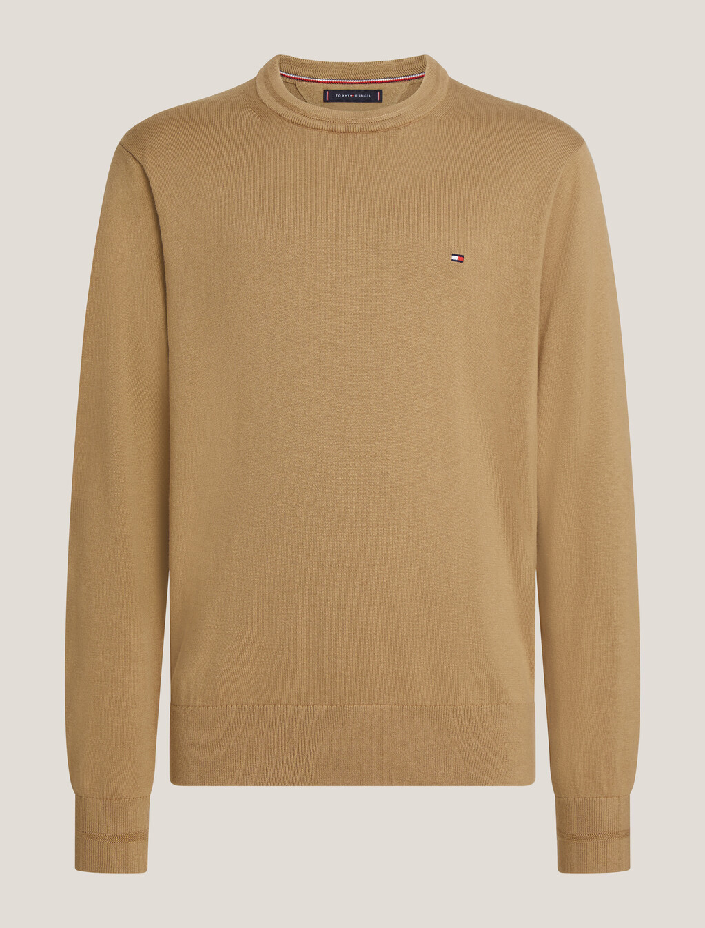 Cotton Silk Crewneck Sweater, Safari Canvas, hi-res