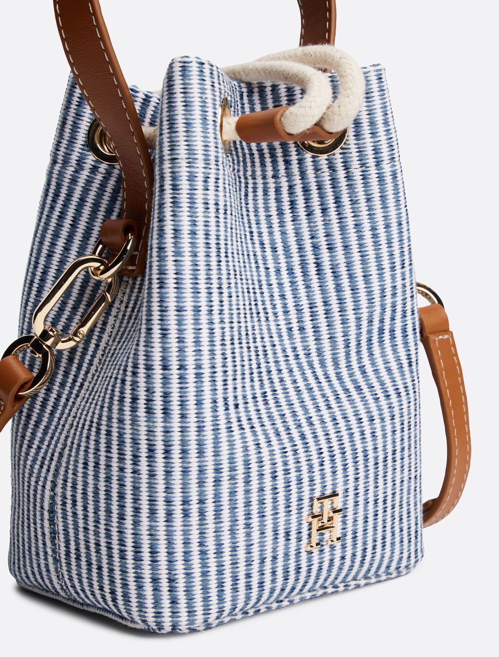 Crossbody Bucket Bag, Blue Stripe, hi-res