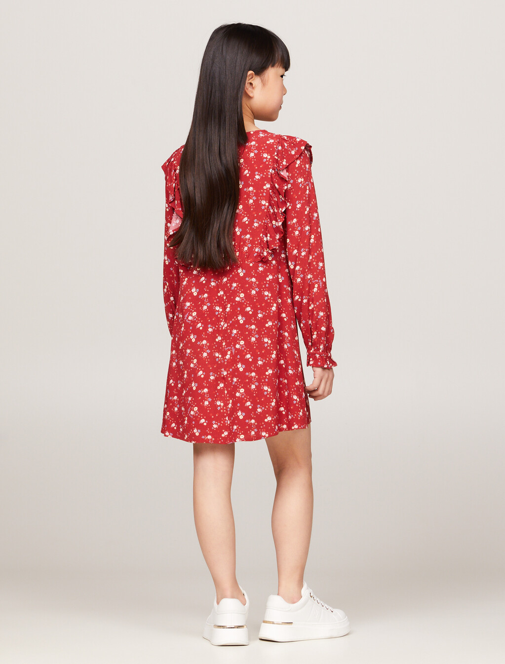Mountain Floral Print Fit And Flare Dress, Dark Magma Allover Flower, hi-res