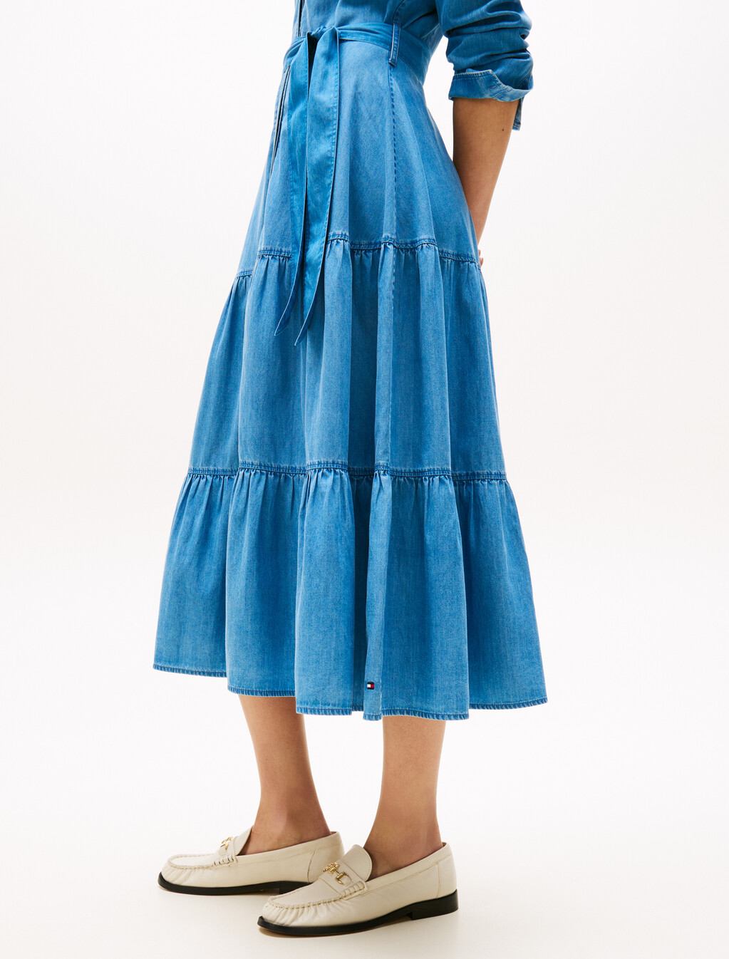 Chambray Midi Dress, Med Wash Chambray, hi-res