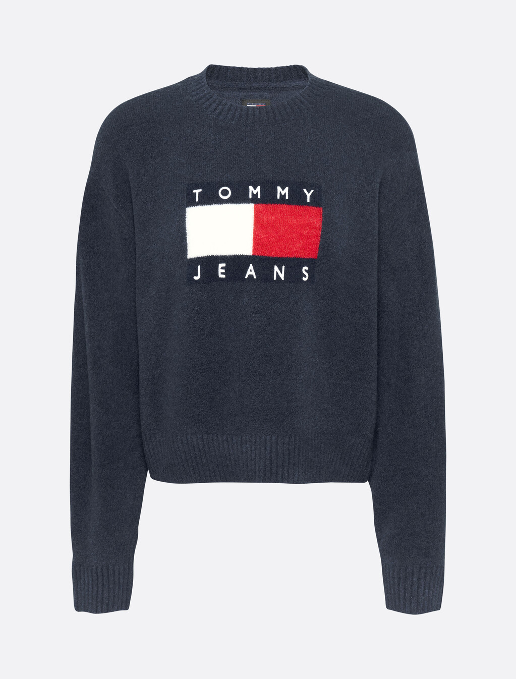 Mélange Relaxed Jumper with Wool, Dark Night Navy Melange, hi-res