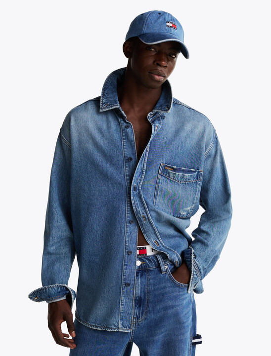 Relaxed Fit Distressed Denim Overshirt
