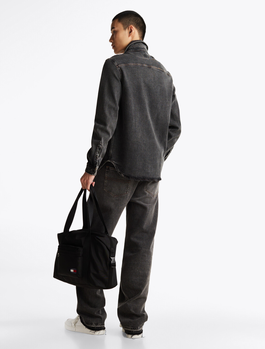 標準版型褪色牛仔襯衫式外套, Denim Black, hi-res