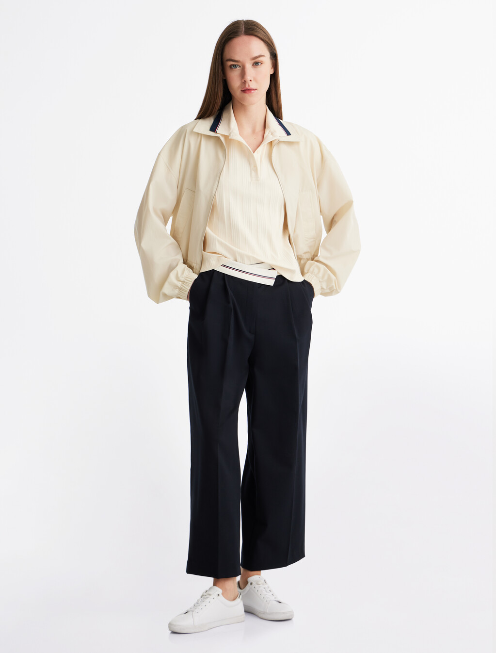 Rib Knit Tipped Polo, Calico, hi-res