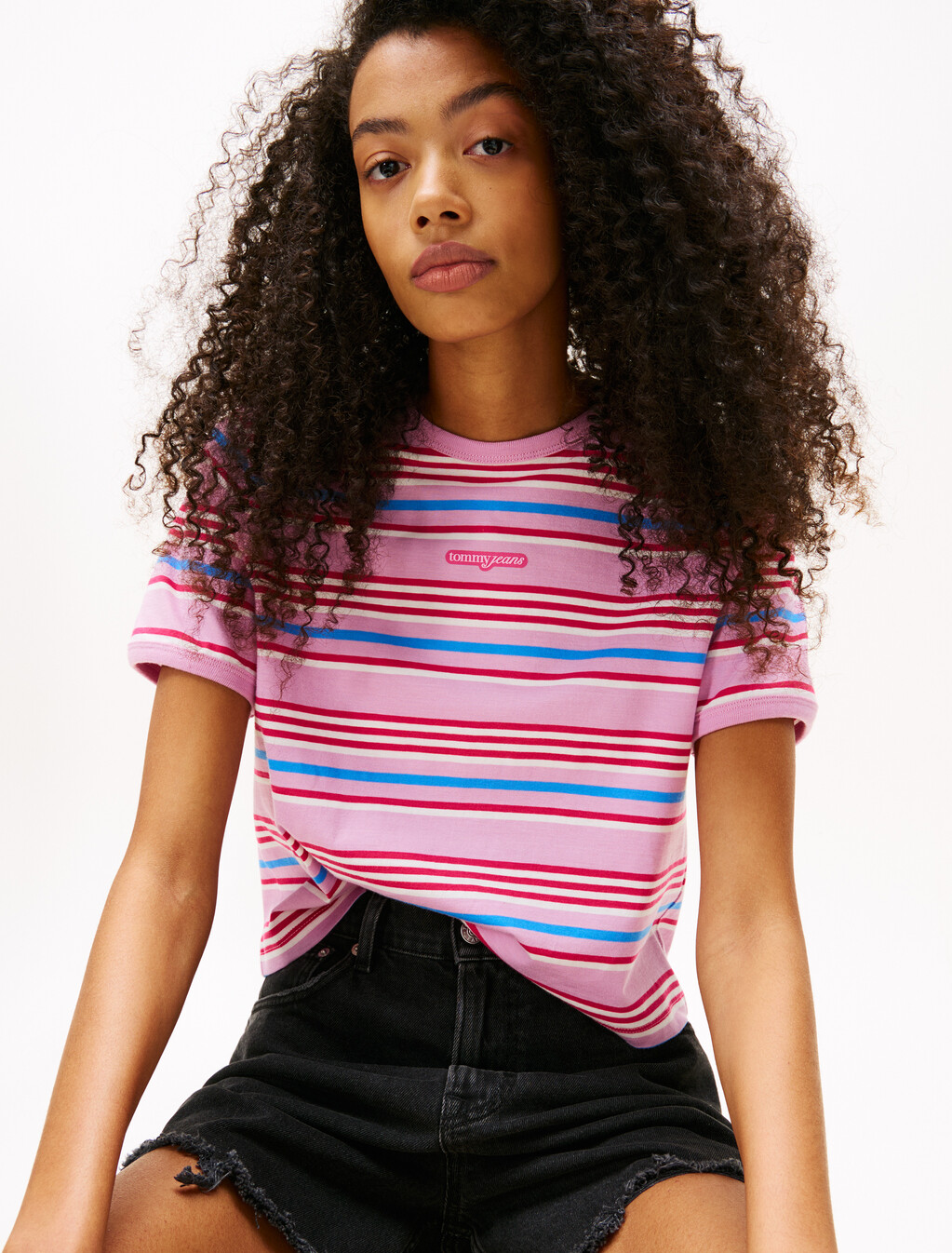 Script Logo Stripe T-Shirt, Carnival Pink / Stripe, hi-res