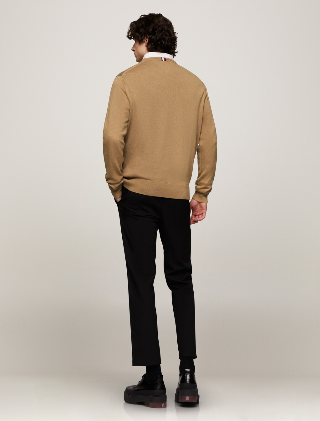 Cotton Silk Crewneck Sweater, Safari Canvas, hi-res