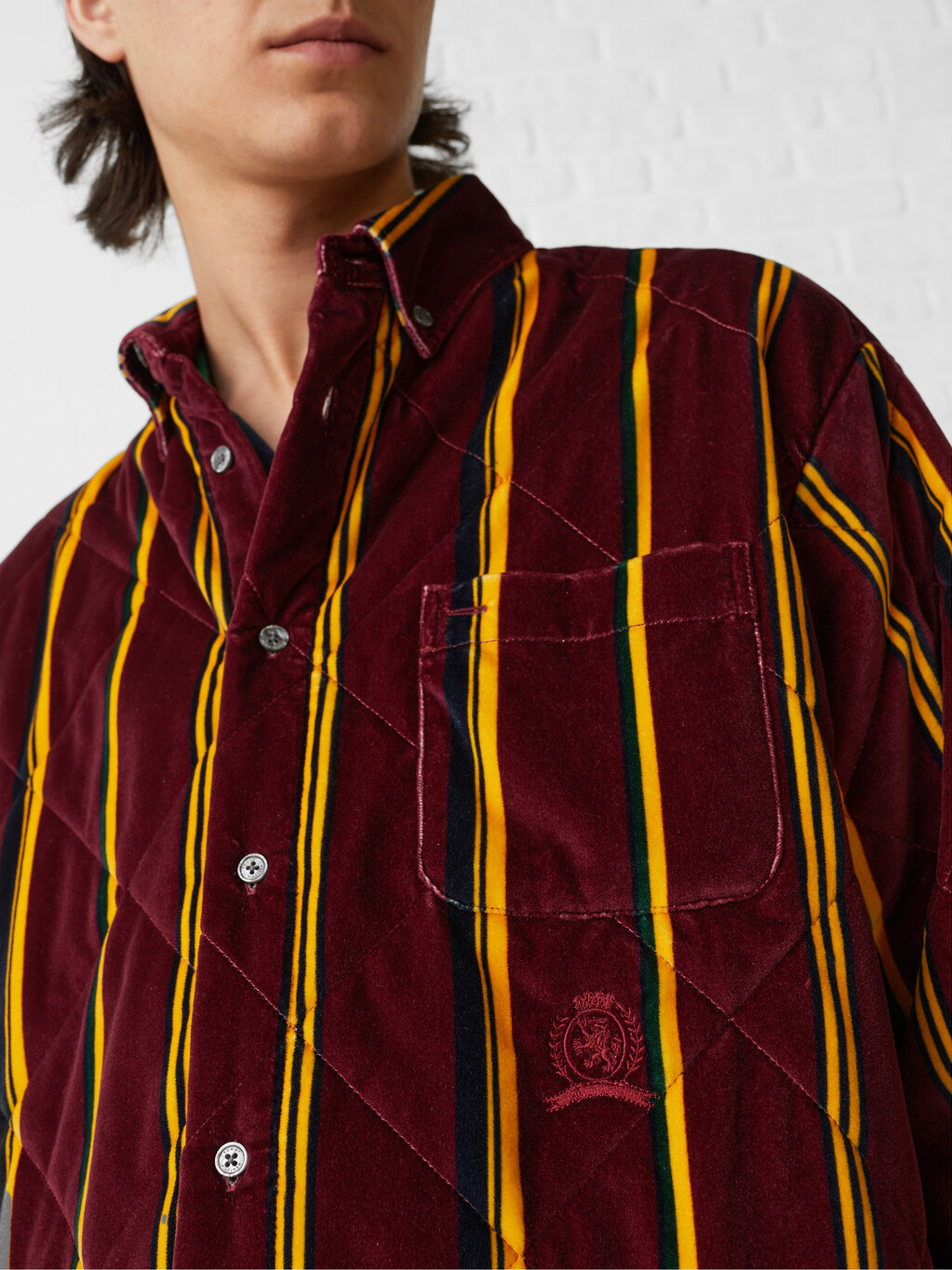 TH Lab 條紋絎縫裇衫, Deep Rouge, hi-res