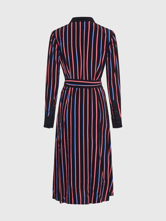 Viscose Stripe Midi Shirt Dress