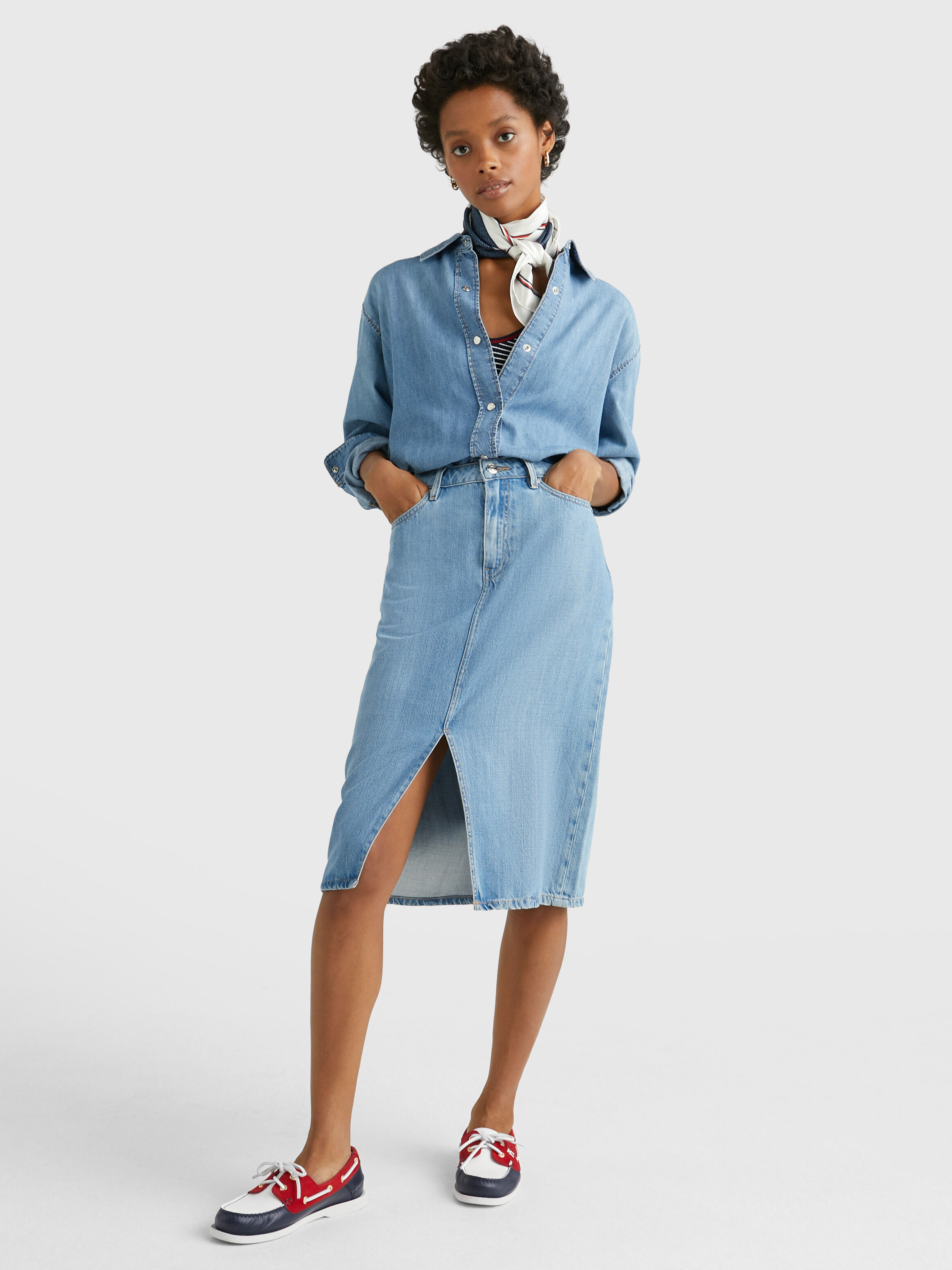 Denim sales pencil dress