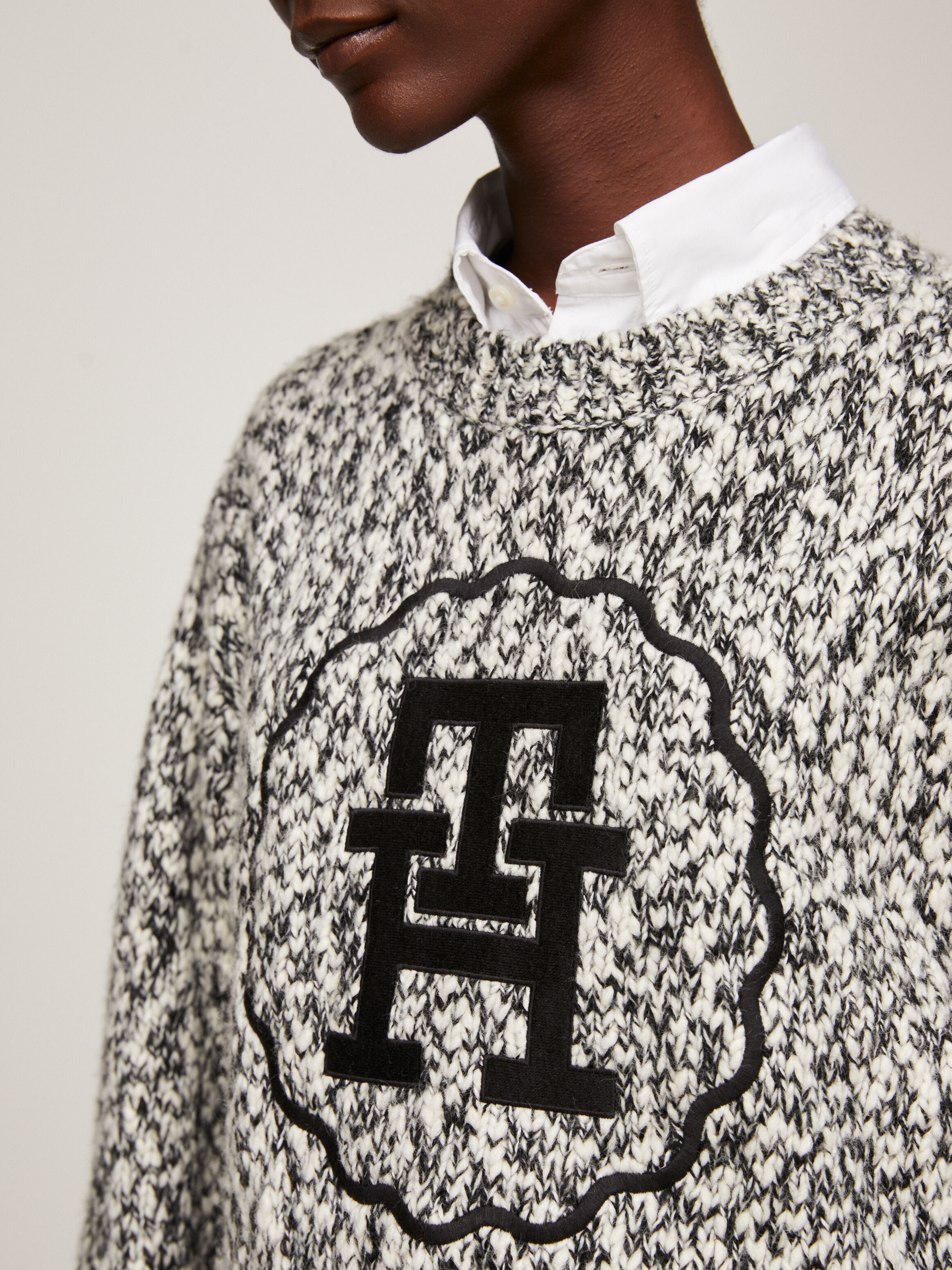 TH Monogram Textured Oversized Jumper