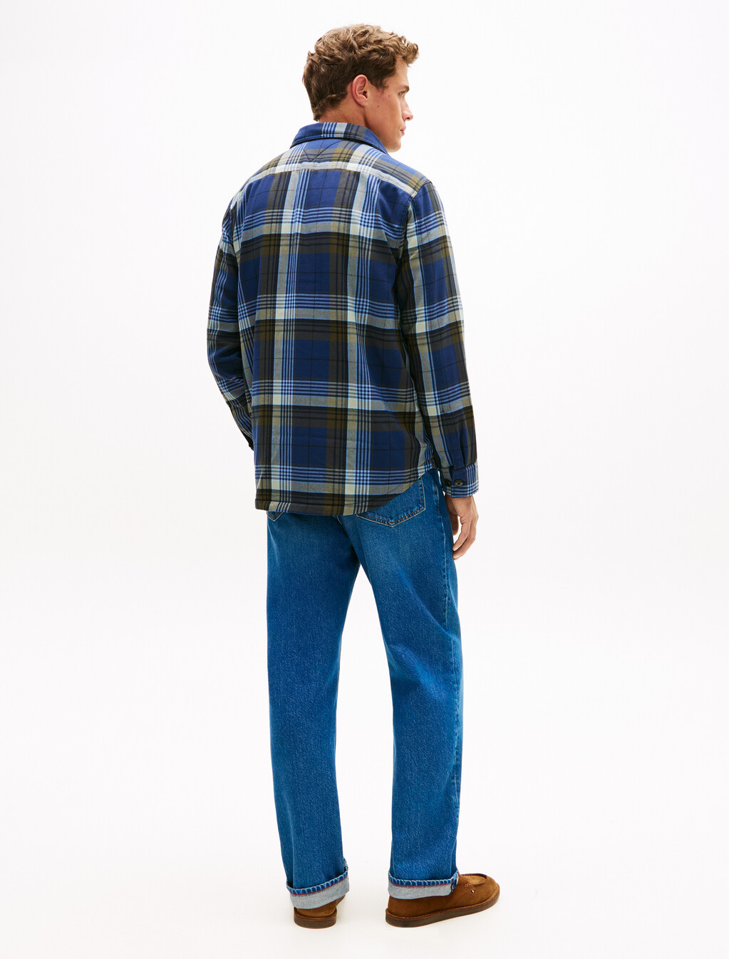 Twill Relaxed Fit Padded Overshirt, Pitch Blue / Check, hi-res