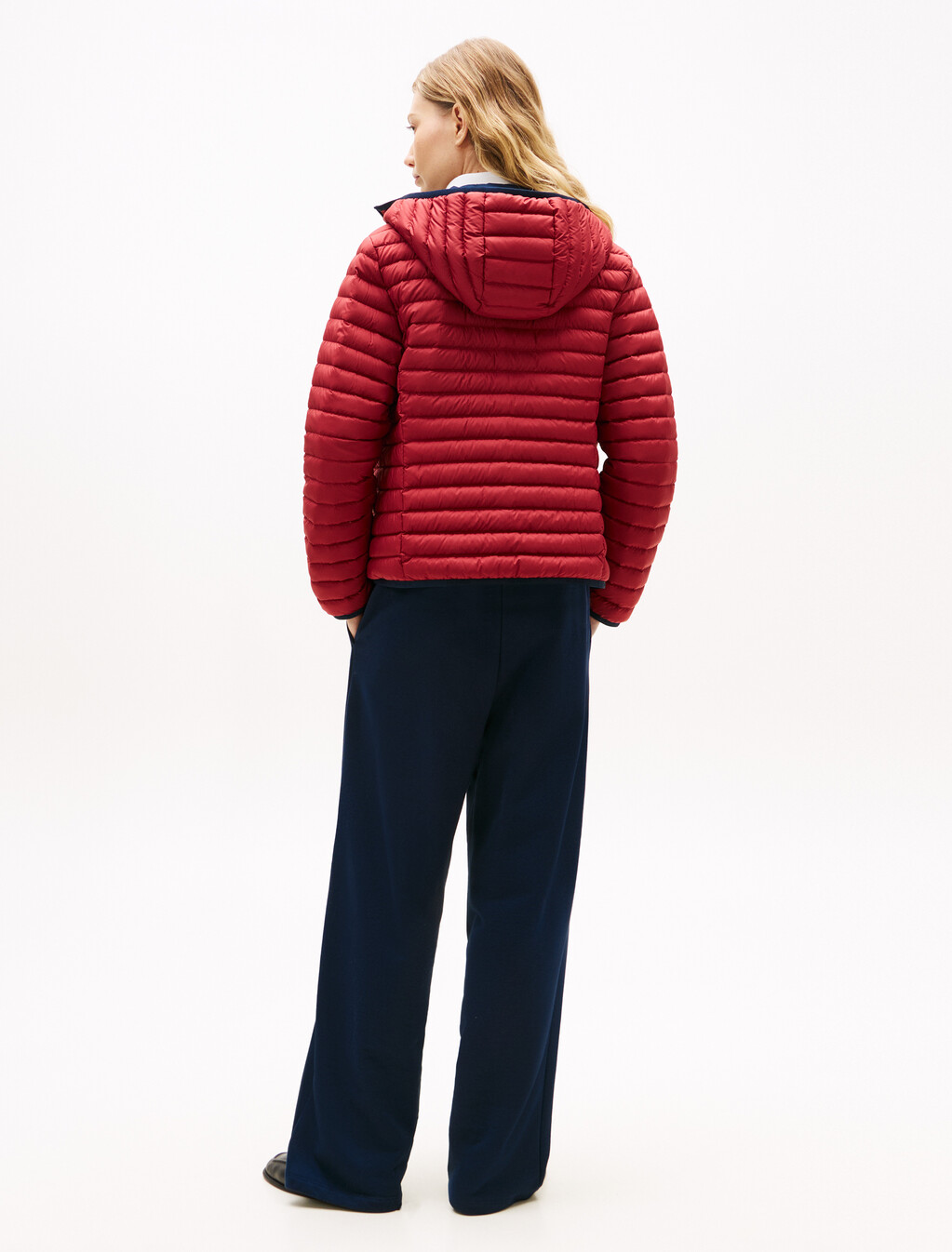 彈性尼龍輕盈羽絨雙面外套, Dark Night Navy, hi-res