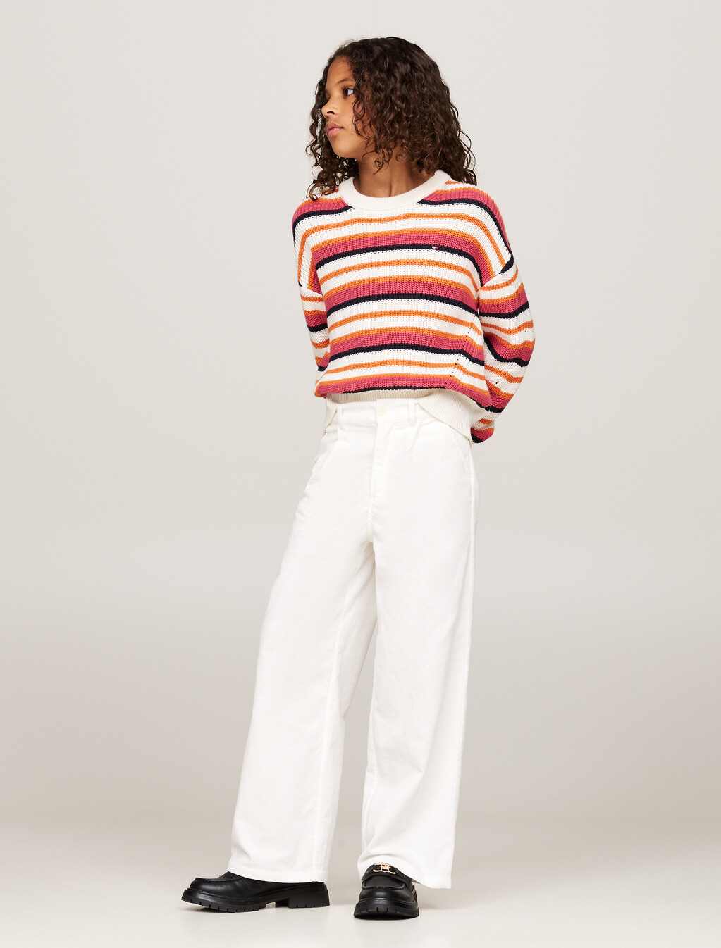 條紋圓領寬鬆版型毛衣, Ancient White Stripe Multicolor, hi-res
