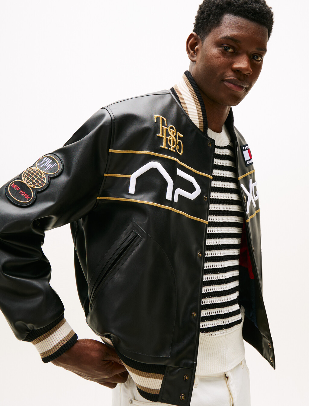 The APXGP Collection Boxy Varsity Jacket, Black, hi-res