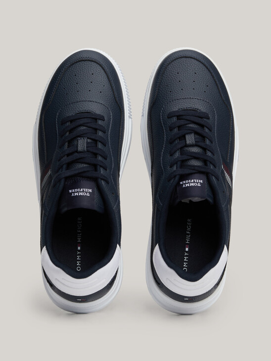 Signature Tape Textured Leather Trainers