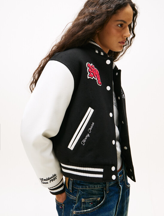 Logo Appliqué Varsity Jacket With Wool