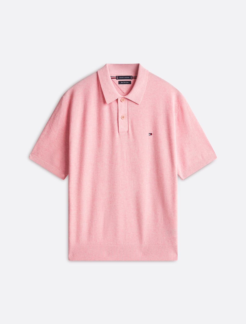 微粒針織紋理短袖 Polo 衫, Pink Shade Heather, hi-res