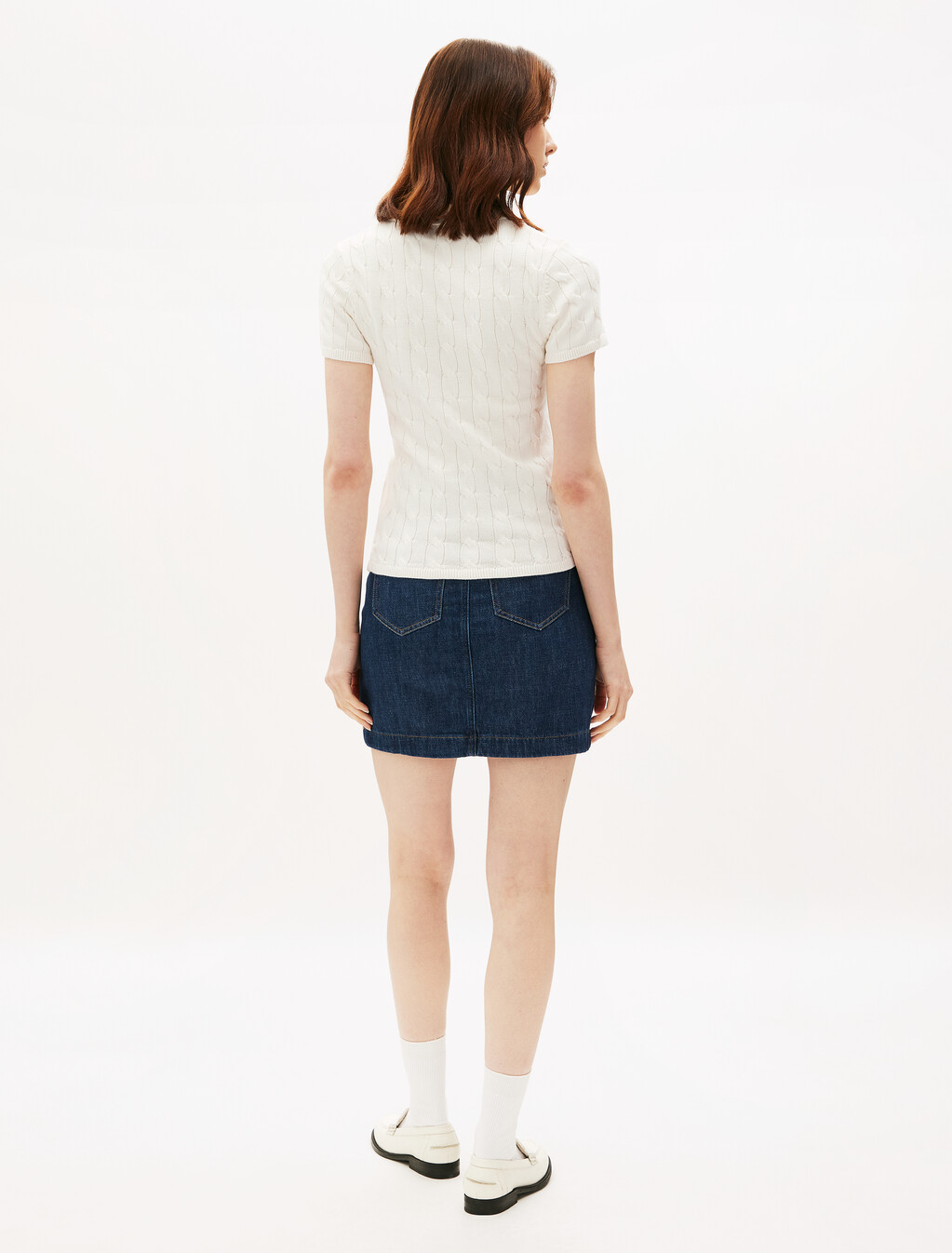 Asia Fit Cable Knit Slim Polo, Ivory Petal, hi-res
