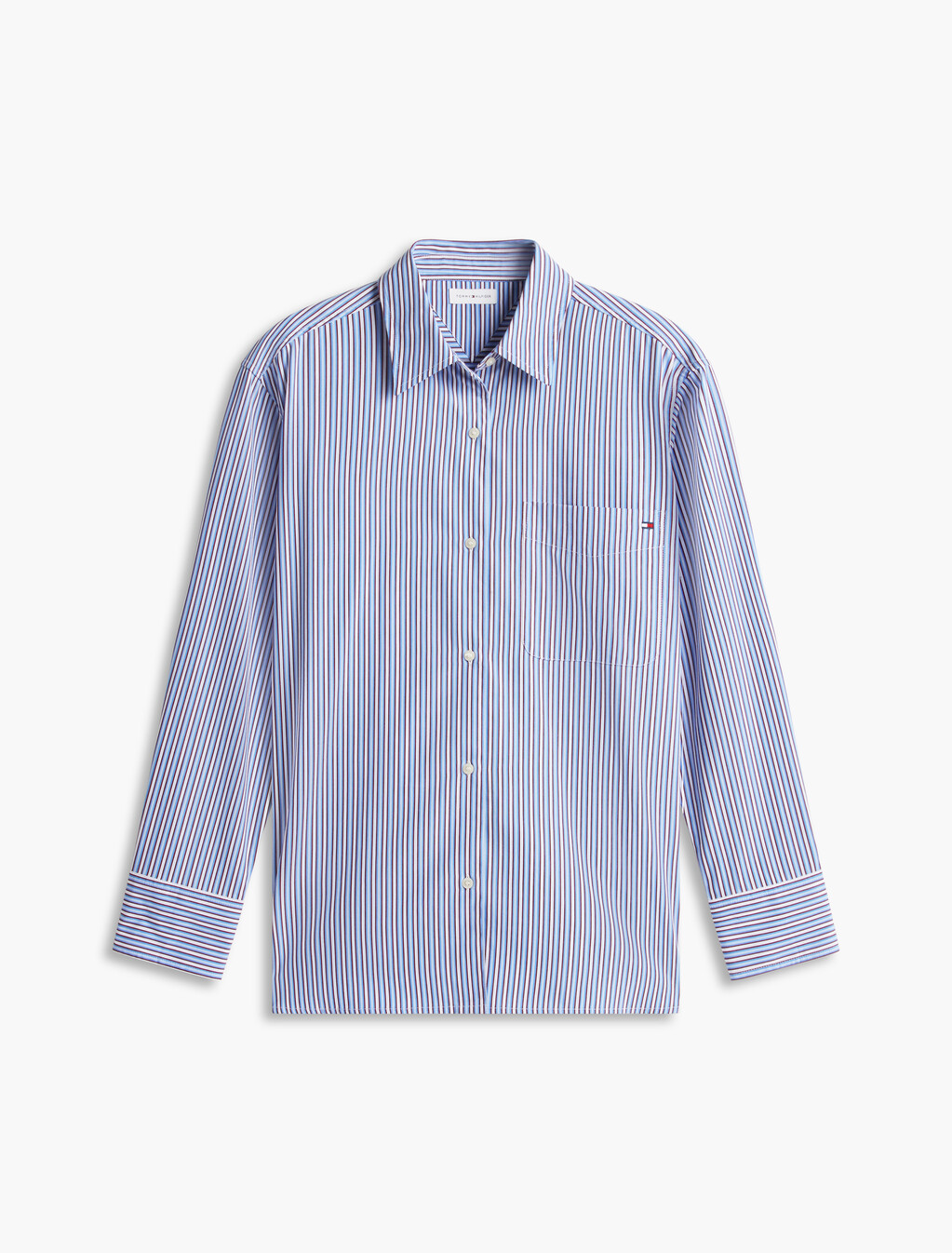 Regular Fit Poplin Shirt, Blue Burgundy Multi Stripe, hi-res