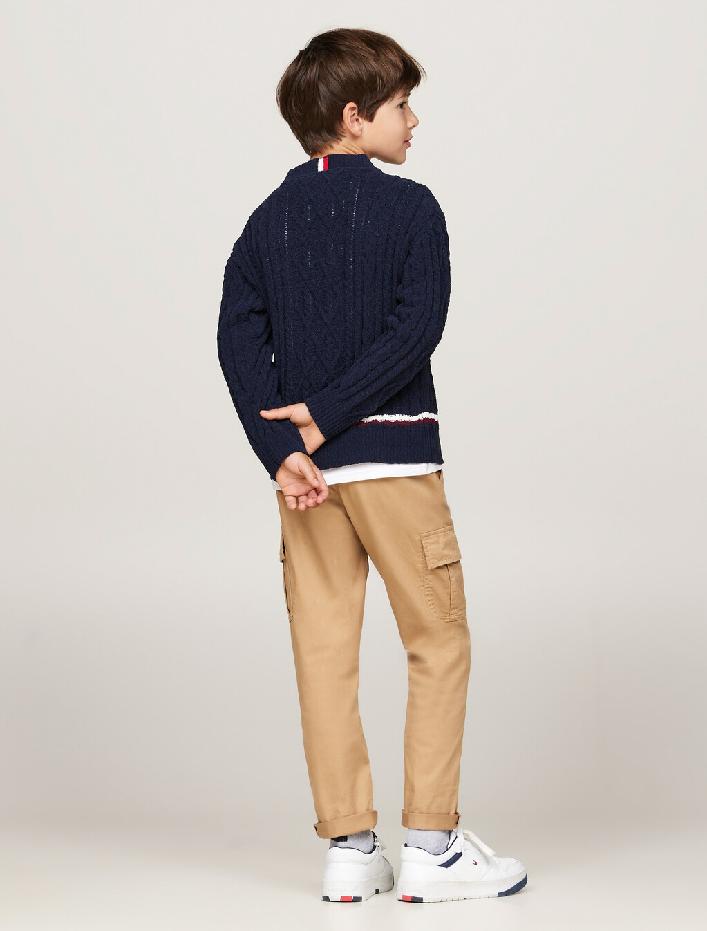 Global Stripe Chenille Cable Knit Jumper, Desert Sky, hi-res