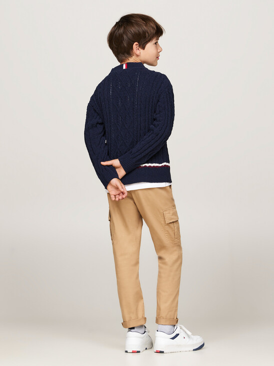 Global Stripe Chenille Cable Knit Jumper