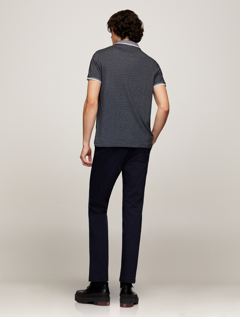 Interlock Micropattern Organic Cotton Polo, Aop Desert Sky, hi-res