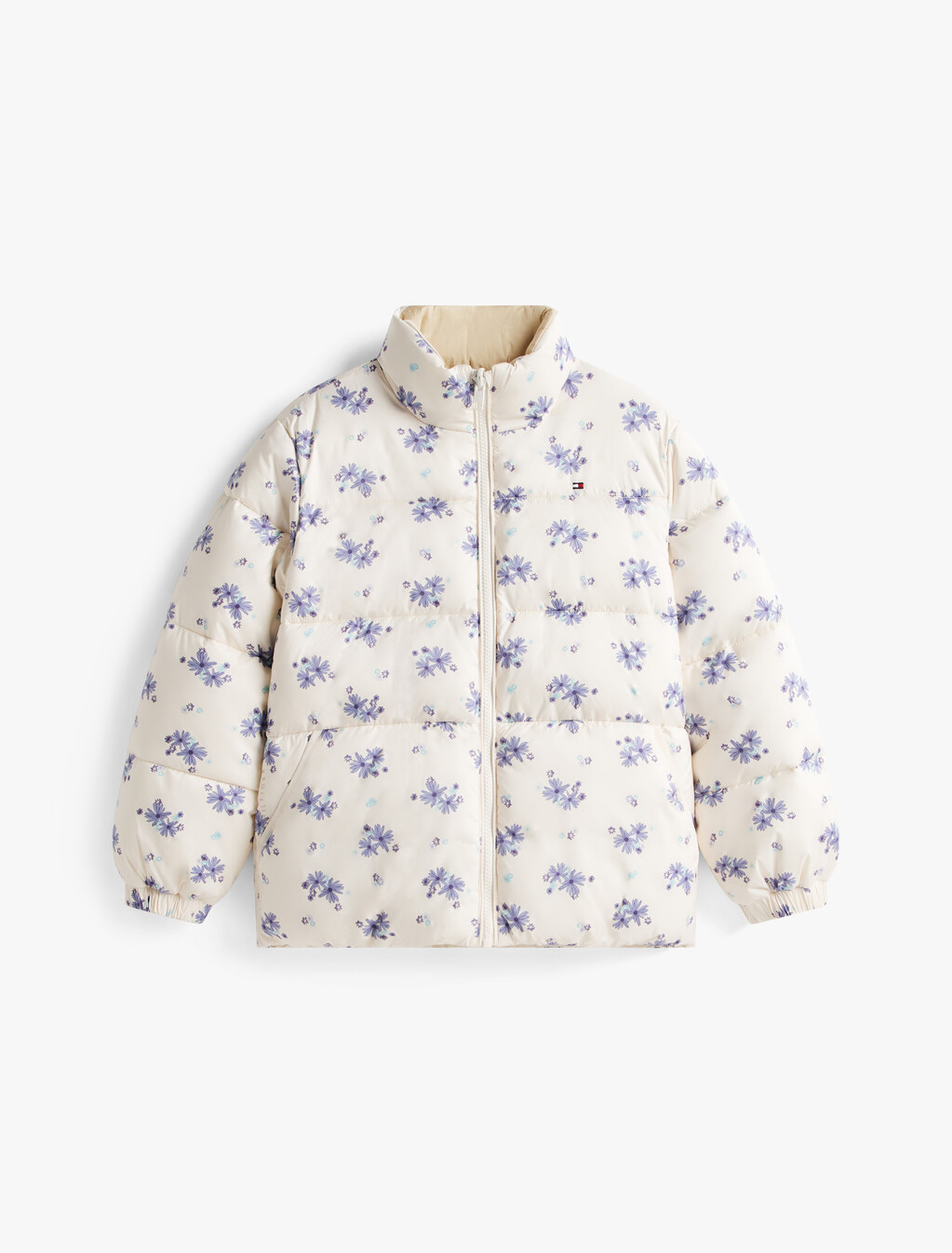 Floral Print Reversible Relaxed Puffer Jacket, Ancient White / Floral Aop, hi-res