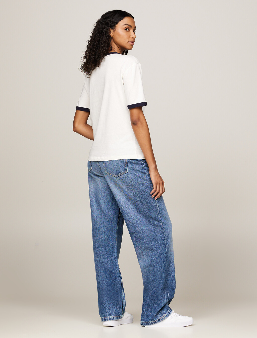 Varsity Logo Contrast Trim T-Shirt, Ancient White, hi-res