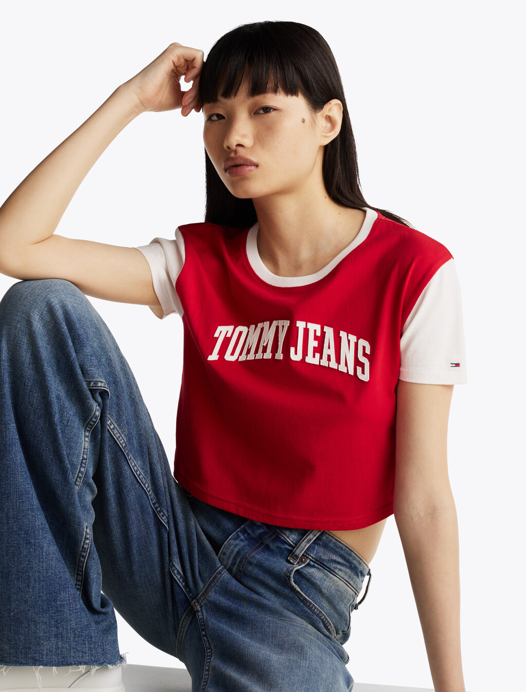 Varsity Logo Cropped T-Shirt, Red Hot, hi-res