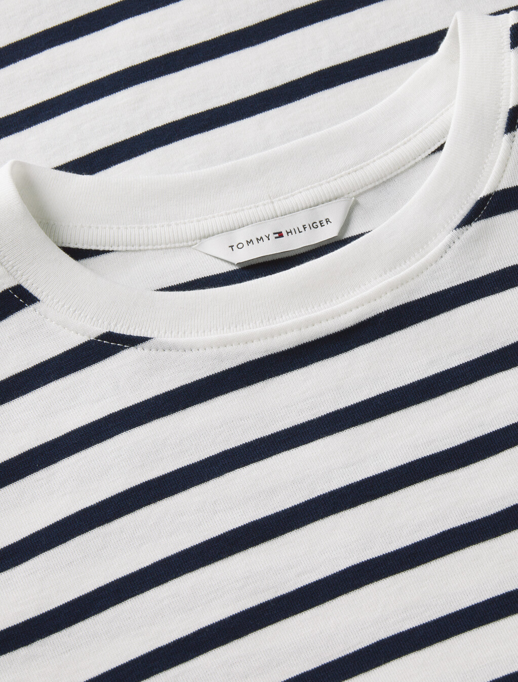 Flag Embroidery Ribbed Slim T-Shirt, Breton/ Ecu/ Dark Night Navy, hi-res