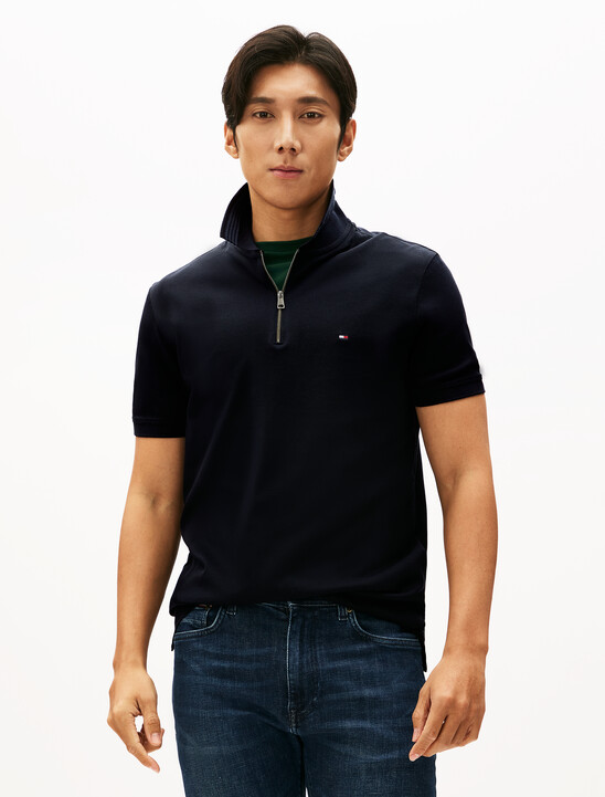 絲光珠地棉拉鍊 Polo 衫